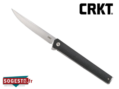 Couteau CRKT « CEO FLIPPER », lame acier AUS 8 satiné avec « flipper » et cran intérieur