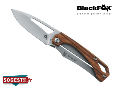 Couteau BLACK FOX « RACLI », lame à trou acier 440C satiné à cran intérieur