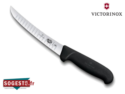 Couteau à désosser VICTORINOX lame courbée alvéolée rigide 15 cm manche noir 