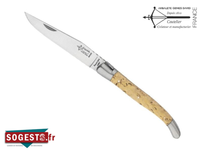 Couteau Laguiole G. DAVID, lame acier 12C27, manche 12 cm bouleau