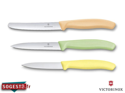 Set 3 couteaux office VICTORINOX SWISSCLASSIC acidulés modèle 2
