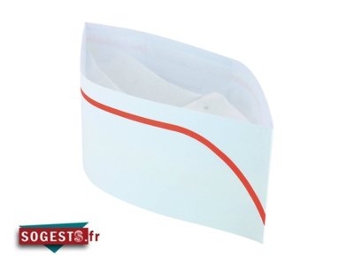 Coiffe calot réglable standard blanc avec liseré rouge boîte de 100 pièces