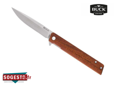 Couteau BUCK « DECATUR » 0256BRS, lame drop point acier 7Cr satiné avec « flipper »