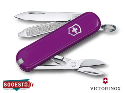 Couteau Suisse VICTORINOX CLASSIC SD TASTY GRAPE Manche 58 mm, violet. 7 FONCTIONS (5 PIECES).
