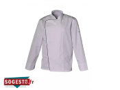 Veste de cuisine MARC ML Polyester coton biais contrastés manches longues