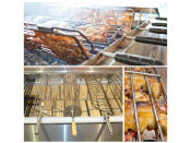 Barbecue portugais double au charbon de bois triphasé avec 5 grilles rotatives