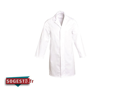 Blouse agroalimentaire poly / coton blanche avec pressions cachées