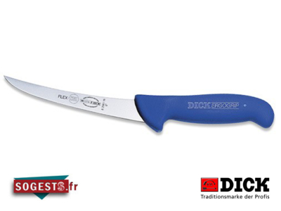 Couteau à désosser DICK ERGOGRIP lame courbée semi-flexible 15 cm manche bleu