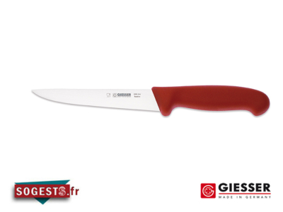 Couteau à saigner GIESSER-MESSER lame droite rigide 18 cm rouge