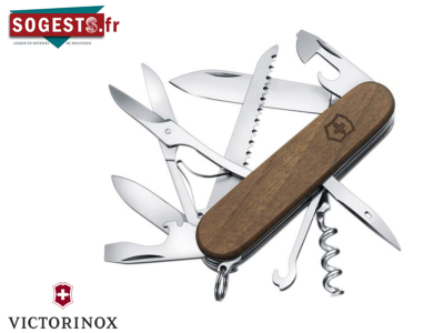 Couteau Suisse VICTORINOX HUNTSMAN noyer Manche 91 mm. 14 FONCTIONS (9 PIECES).