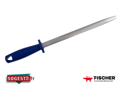 Fusil de boucher FISCHER mèche ovale 30 cm taillage fin manche plastique hygiénique bleu