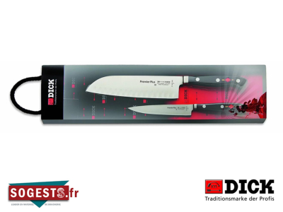 Set de 2 couteaux DICK série PREMIER PLUS dont 1 couteau SANTOKU