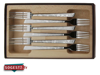 Coffret de 6 fourchettes inox LE THIERS décor NATURA