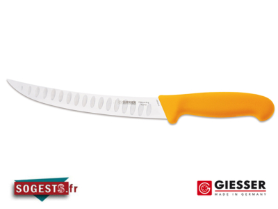 Couteau à parer GIESSER-MESSER lame courbée alvéolée rigide 20, 22 ou 25 cm