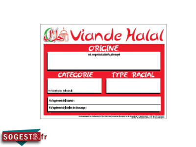 Pancarte traçabilité Viande Halal TENDANCE