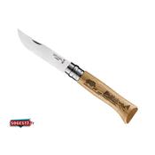 Couteau OPINEL gamme "ANIMALIA 3" N°8 VRI manche chêne décor sanglier