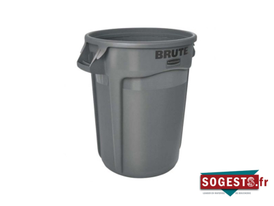 Conteneur à déchets rond RUBBERMAID gris 37.8 litres 