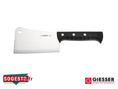 Couperet de boucher GIESSER lame 18 ou 23 cm et manche noir ou rouge au choix