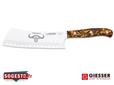 Couteau de chef Japonais GIESSER PREMIUMCUT alvéolé 16 cm spicy orange