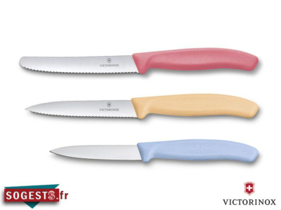 Set 3 couteaux office VICTORINOX SWISSCLASSIC acidulés modèle 1