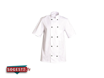 Veste de cuisine Fabrice blanche 10 pressions manches courtes 