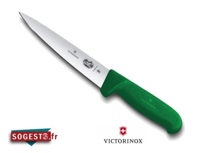 Couteau à saigner / désosser VICTORINOX lame droite pointe 14 ou 16 cm, manche vert