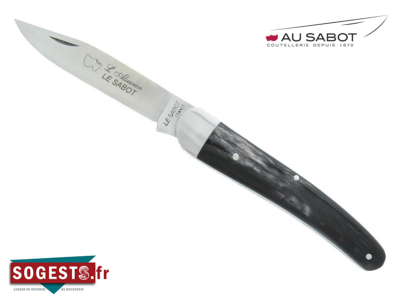 Couteau AU SABOT « L'ALSACIEN », lame acier carbone XC 75, manche 10 cm corne