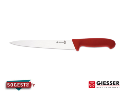 Couteau à saigner GIESSER-MESSER forme américaine lame droite rigide 22 cm Rouge