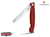 Couteau office pliant Victorinox lame crantée bout arrondi manche rouge