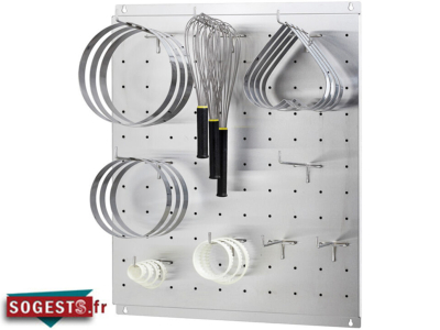 Porte ustensiles mural acier inoxydable perforé 600 x 700 mm