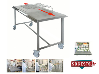 Table de dressage inox AISI 304L avec grille coulissante