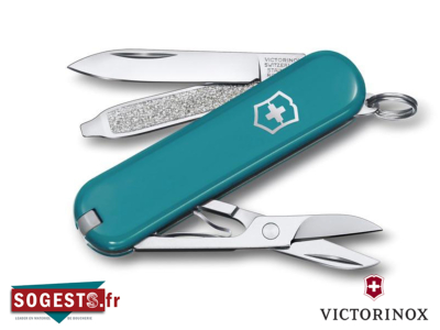 Couteau Suisse VICTORINOX CLASSIC SD MOUNTAIN LAKE Manche 58 mm, bleu canard. 7 FONCTIONS (5 PIECES).