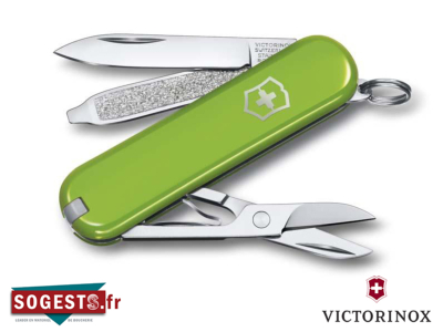 Couteau Suisse VICTORINOX CLASSIC SD SMASHED AVOCADO Manche 58 mm, vert guacamole. 7 FONCTIONS (5 PIECES).