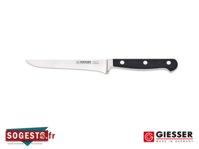 Couteau à désosser GASTRO GIESSER MESSER lame étroite 16 cm manche riveté POM Noir