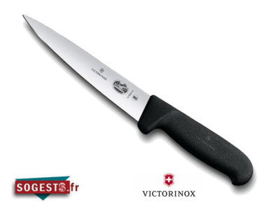Couteau à saigner / désosser VICTORINOX lame droite pointe milieu longueur au choix, manche noir