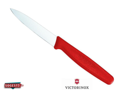 Couteau office lame pointue 8 cm rouge