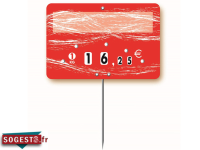 Etiquette boucherie TURBULENCE rouge neutre 12 x 8 cm (paquet de 10)