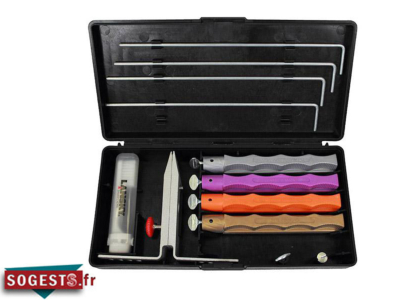 Kit d'aiguisage LANSKY « DELUXE DIAMOND » 4 pierres avec système d'affûtage à angle contrôlé