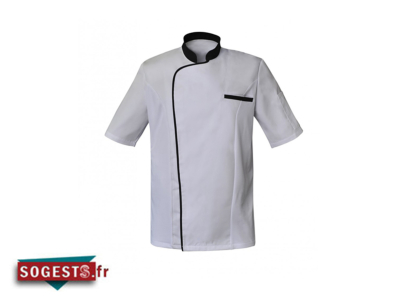 Veste de cuisine ZACK MC Polyester coton biais contrastés manches courtes