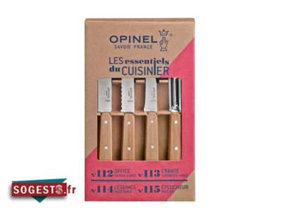 Coffret OPINEL "LES ESSENTIELS DU CUISINIER" manches hêtre