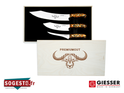 Coffret de 3 couteaux (couteau barbecue + couteau filet de sole + couteau du chef) GIESSER PREMIUMCUT spicy orange