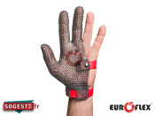 Gant de protection en cotte de maille 3 doigts manchette courte fermeture par bracelet plastique