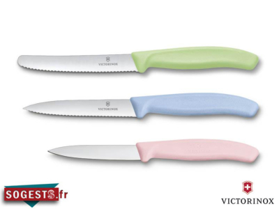 Set 3 couteaux office VICTORINOX SWISSCLASSIC acidulés modèle 2