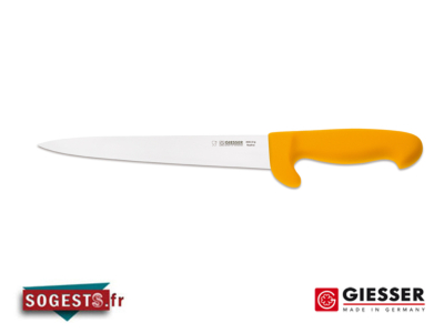 couteau à saigner GIESSER-MESSER lame droite rigide 15, 18, 22 ou 24 cm, manche à garde