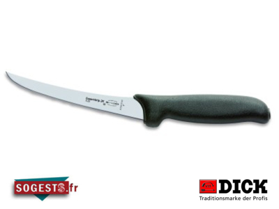 Couteau à désosser DICK EXPERTGRIP 2K lame courbée semi-flexible 13 cm manche noir