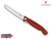 Couteau office pliant Victorinox lame crantée bout arrondi manche rouge