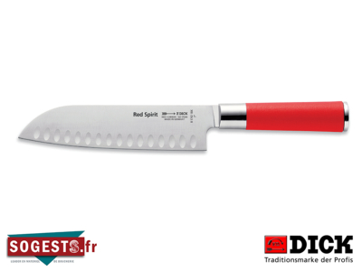 Couteau SANTOKU alvéolé DICK "RED SPIRIT" lame 18 cm 