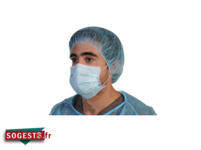 Masque chirurgical bleu 3 plis barrette nasale boîte de 50 pièces