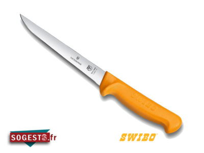 Couteau à désosser SWIBO lame droite semi-flexible 14, 16 ou 18 cm manche jaune