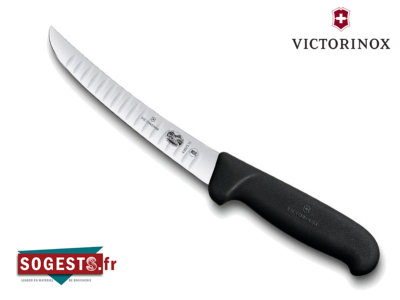 Couteau à désosser VICTORINOX lame courbée rigide alvéolé 15 cm manche noir 